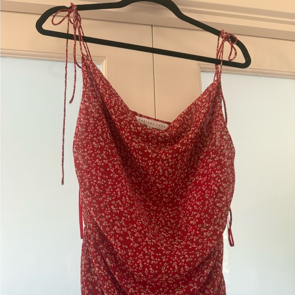 Red Floral Cowl Neck Dress endless rose size M